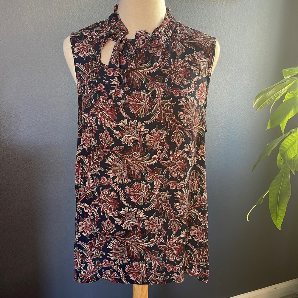 Octavia Women’s Blouse, Large, Blue Paisley